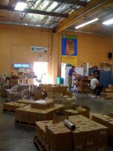 Folks sorting food at food bank