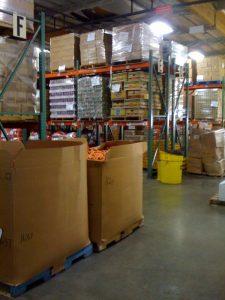 Food bank storage- looks like costco! Check out that huge box of carrots!