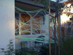Unique Halloween decoration, green spiderweb